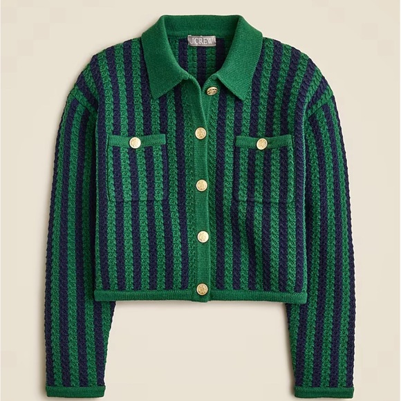 J. Crew Sweaters - J. Crew Green and Navy Striped Sweater